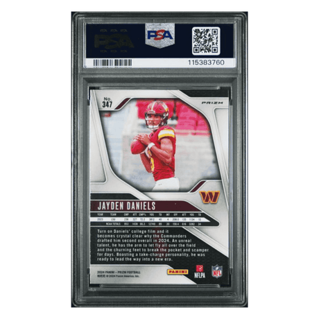 Jayden Daniels PSA 9 2024 Panini Prizm Red/White/Blue Prizm Rookie RC Card #347