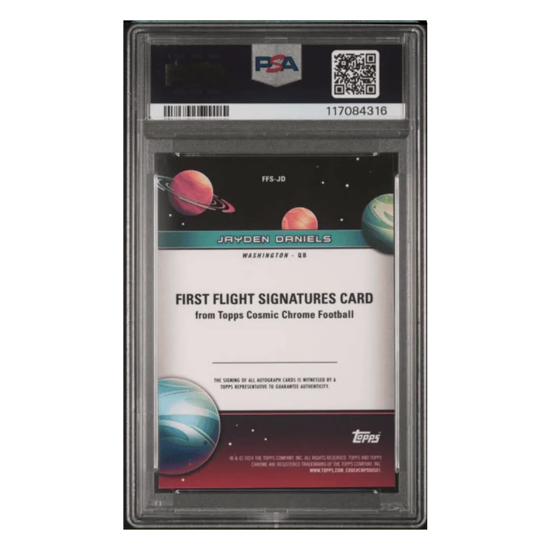 Jayden Daniels PSA 9 2024 Topps Cosmic Chrome First Flight Signature #d/ 75 Card #JD