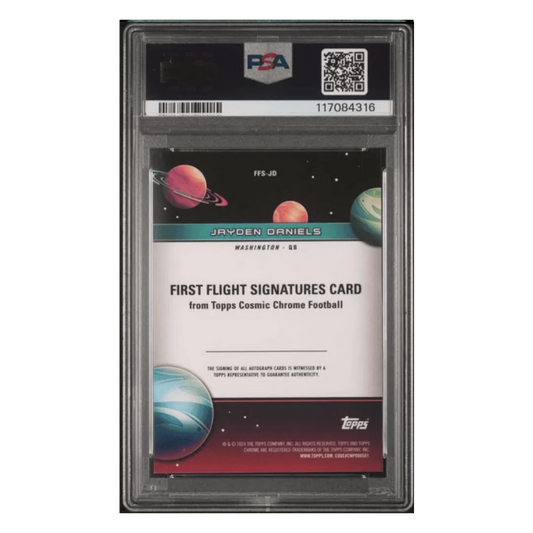 Jayden Daniels PSA 9 2024 Topps Cosmic Chrome First Flight Signature #d/ 75 Card #JD