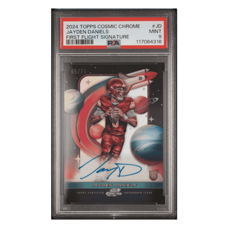 Jayden Daniels PSA 9 2024 Topps Cosmic Chrome First Flight Signature #d/ 75 Card #JD