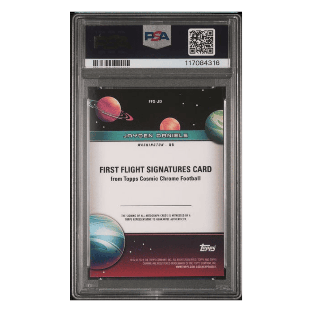 Jayden Daniels PSA 9 2024 Topps Cosmic Chrome First Flight Signature #d/ 75 Card #JD