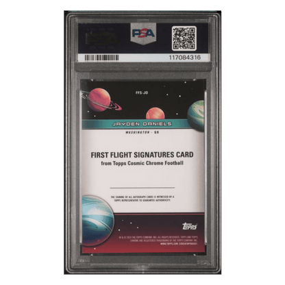 Jayden Daniels PSA 9 2024 Topps Cosmic Chrome First Flight Signature #d/ 75 Card #JD
