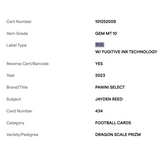 Jayden Reed PSA 10 2023 Panini Select Dragon Scale Prizm Rookie RC Card #434