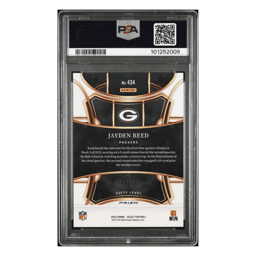 Jayden Reed PSA 10 2023 Panini Select Dragon Scale Prizm Rookie RC Card #434