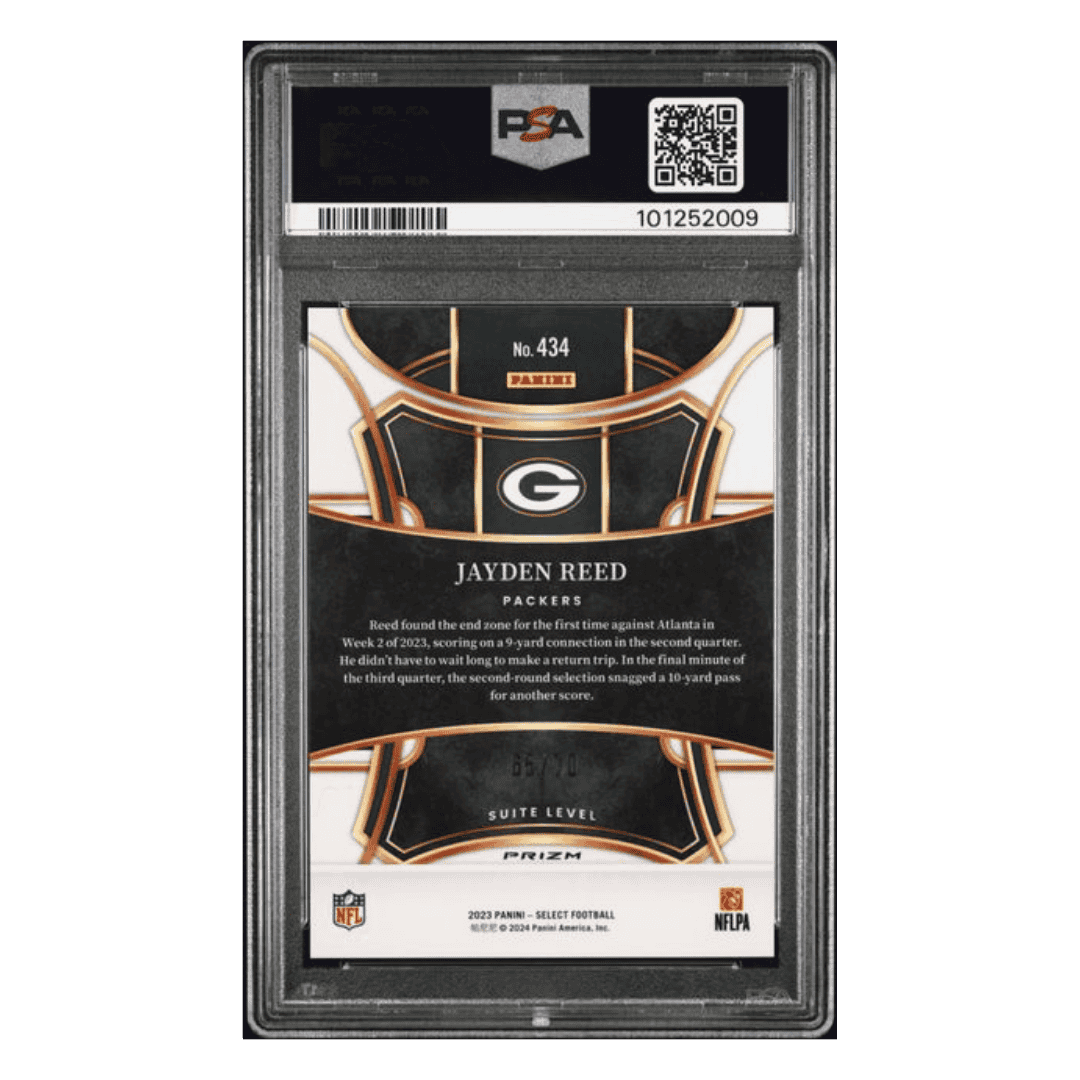 Jayden Reed PSA 10 2023 Panini Select Dragon Scale Prizm Rookie RC Card #434