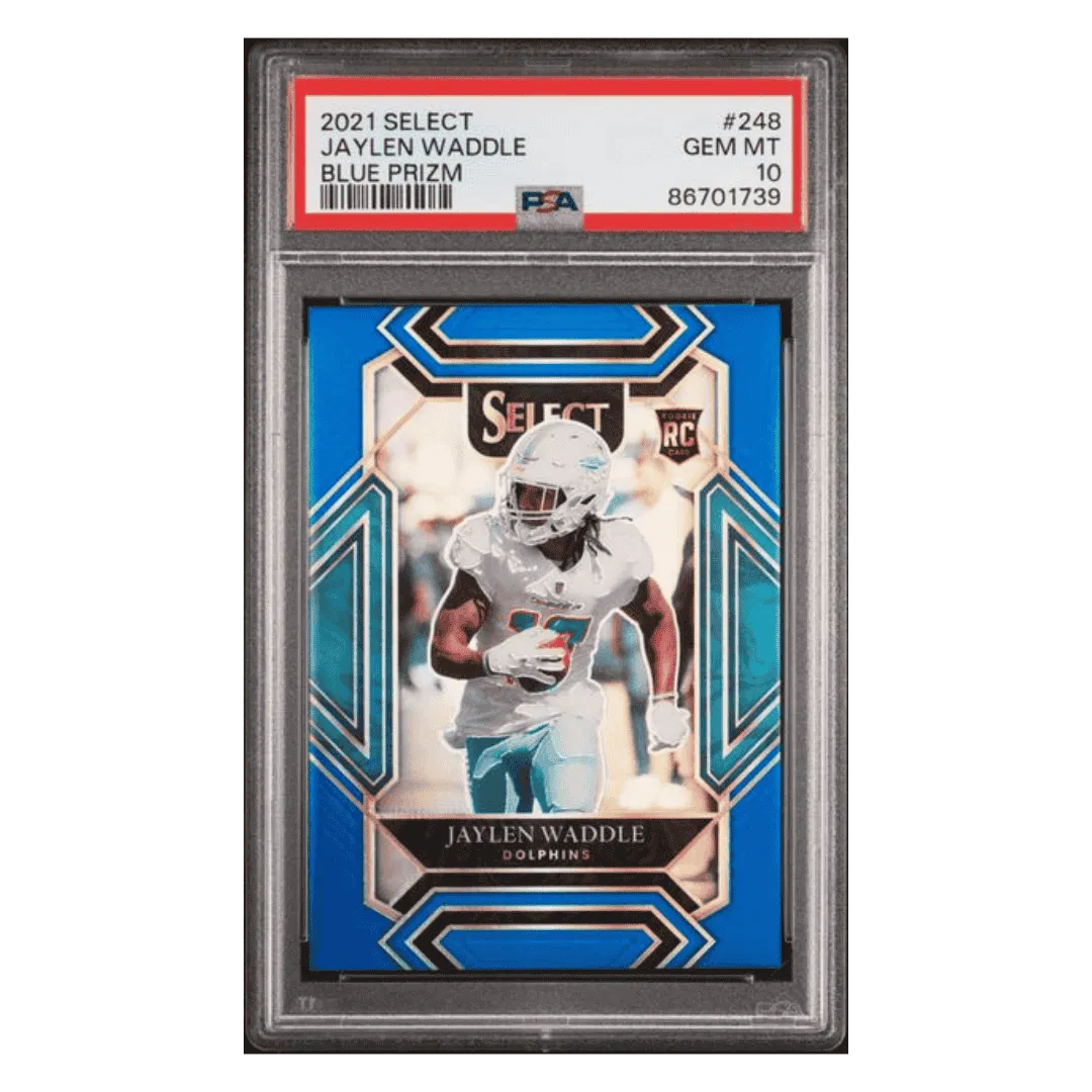 Jaylen Waddle PSA 10 2021 Panini Select Blue Prizm #d /99 Card #248