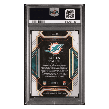 Jaylen Waddle PSA 10 2021 Panini Select Blue Prizm #d /99 Card #248