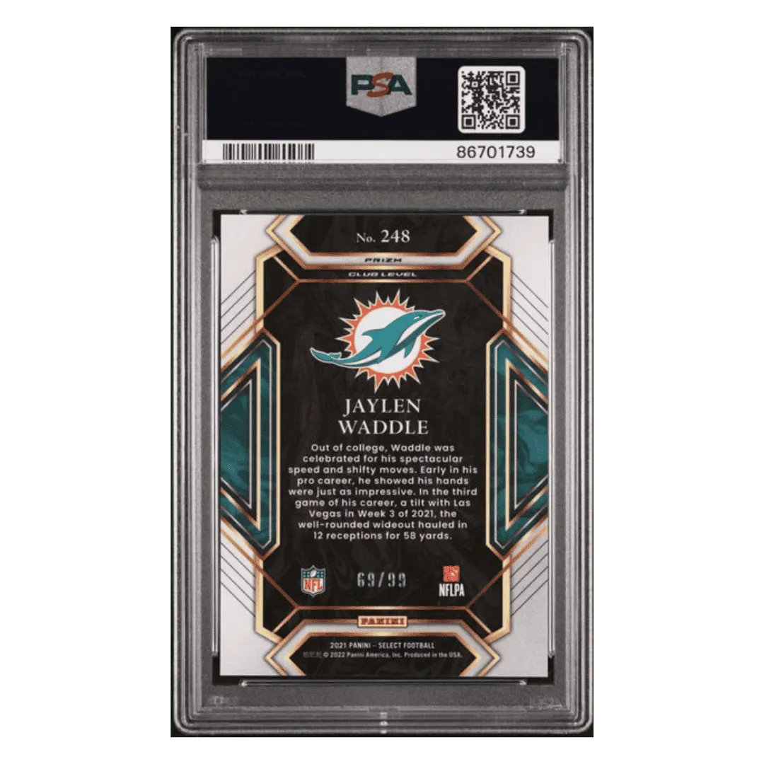 Jaylen Waddle PSA 10 2021 Panini Select Blue Prizm #d /99 Card #248