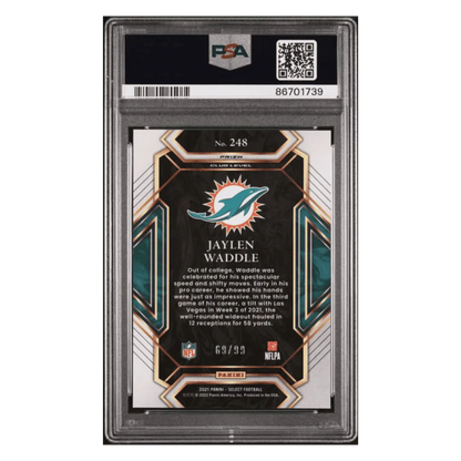 Jaylen Waddle PSA 10 2021 Panini Select Blue Prizm #d /99 Card #248