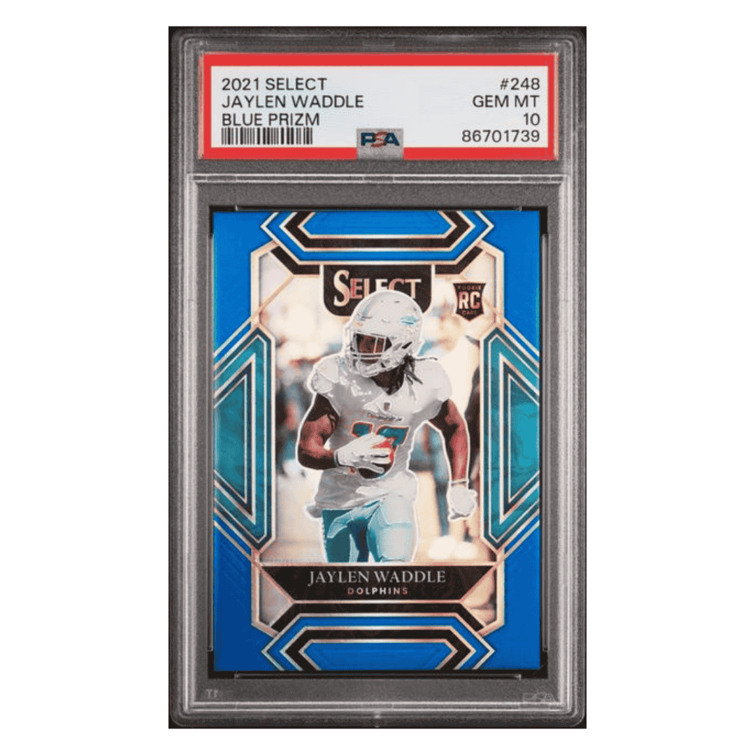 Jaylen Waddle PSA 10 2021 Panini Select Blue Prizm #d /99 Card #248