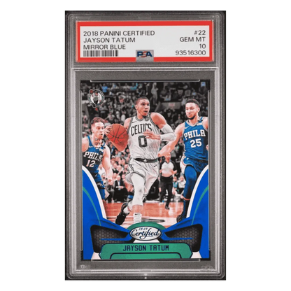 Jayson Tatum PSA 10 2018 Panini Certified Mirror Blue #d/ 199 Card #22