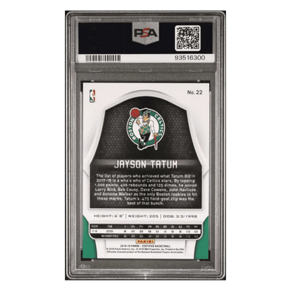 Jayson Tatum PSA 10 2018 Panini Certified Mirror Blue #d/ 199 Card #22