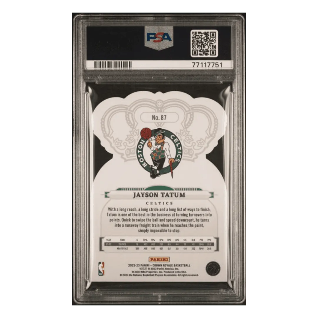 Jayson Tatum PSA 10 2022 Panini Crown Royale Crystal Purple #d/ 25 Card #87