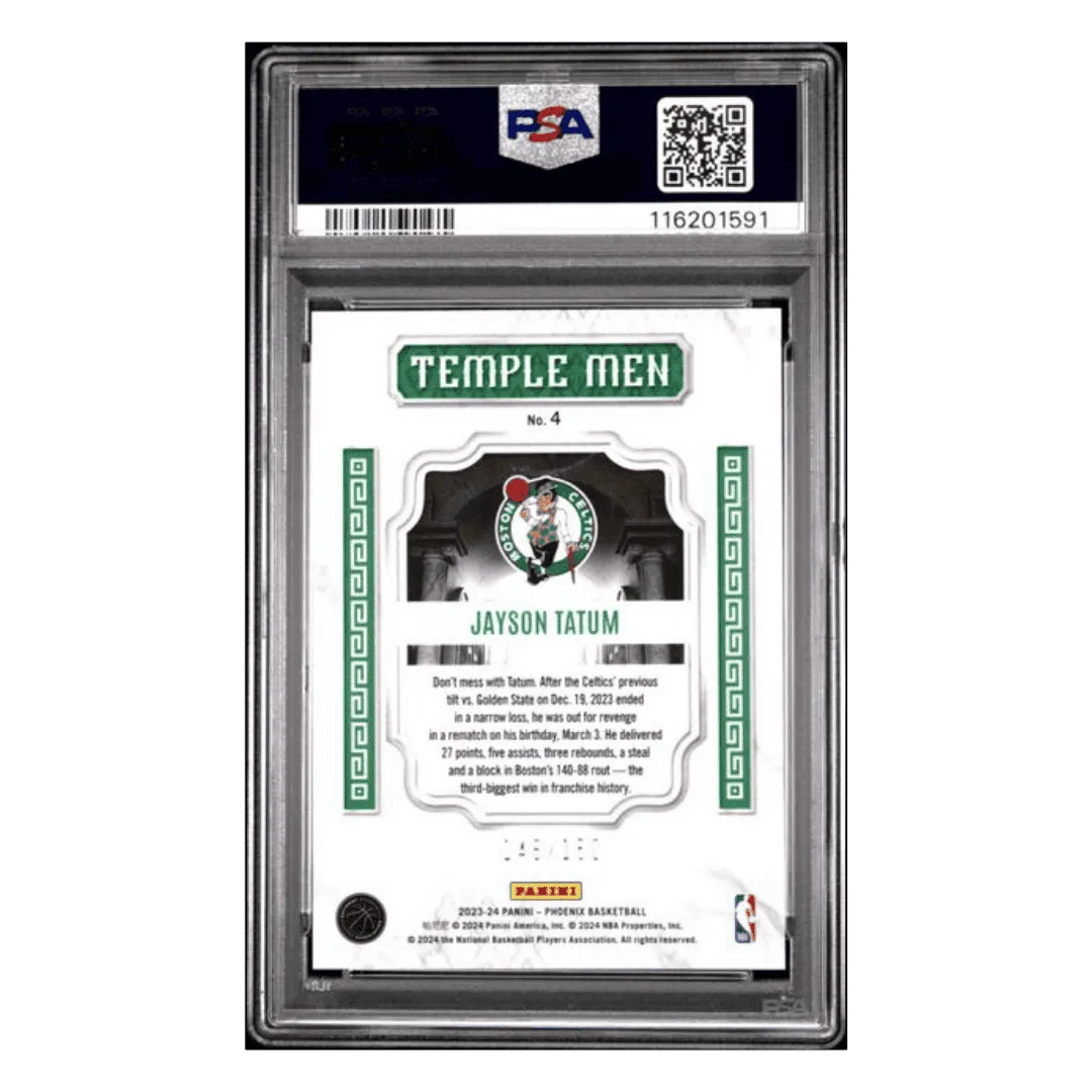 Jayson Tatum PSA 10 2023 Panini Phoenix Temple Men White Lazer #d /150 Card #4