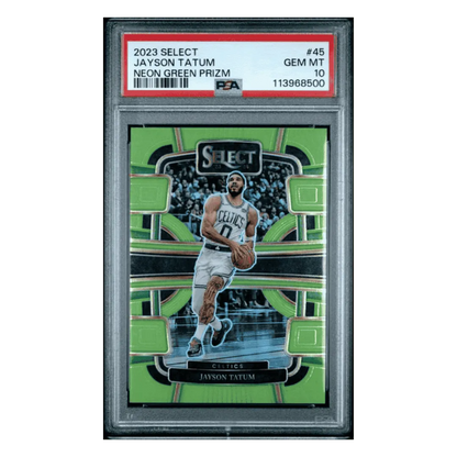 Jayson Tatum PSA 10 2023 Panini Select Neon Green Prizm #d/75 Card #45