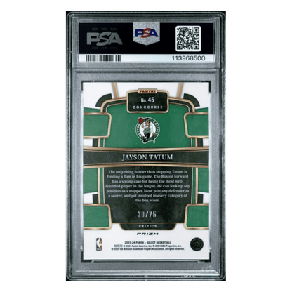 Jayson Tatum PSA 10 2023 Panini Select Neon Green Prizm #d/75 Card #45