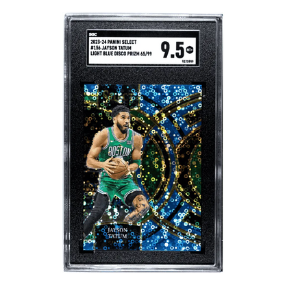 Jayson Tatum SGC 9.5 2023-24 Panini Select Light Blue Disco Prizm 65/99 Card #156