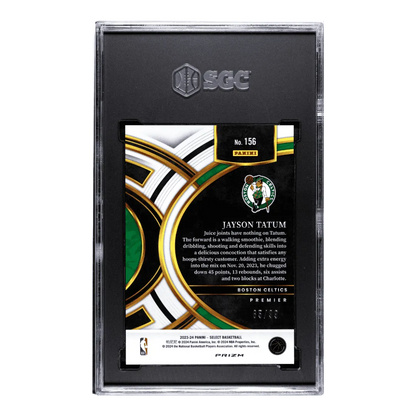 Jayson Tatum SGC 9.5 2023-24 Panini Select Light Blue Disco Prizm 65/99 Card #156