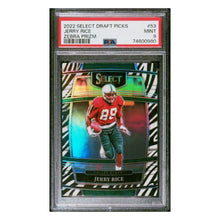 Jerry Rice PSA 9 2022 Panini Select Draft Picks Zebra Prizm Case Hit Card #53