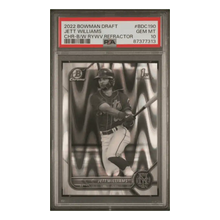 Jett Williams PSA 10 2022 Topps Bowman Draft Chrome Black/ White Raywave Refractor Card #BDC190