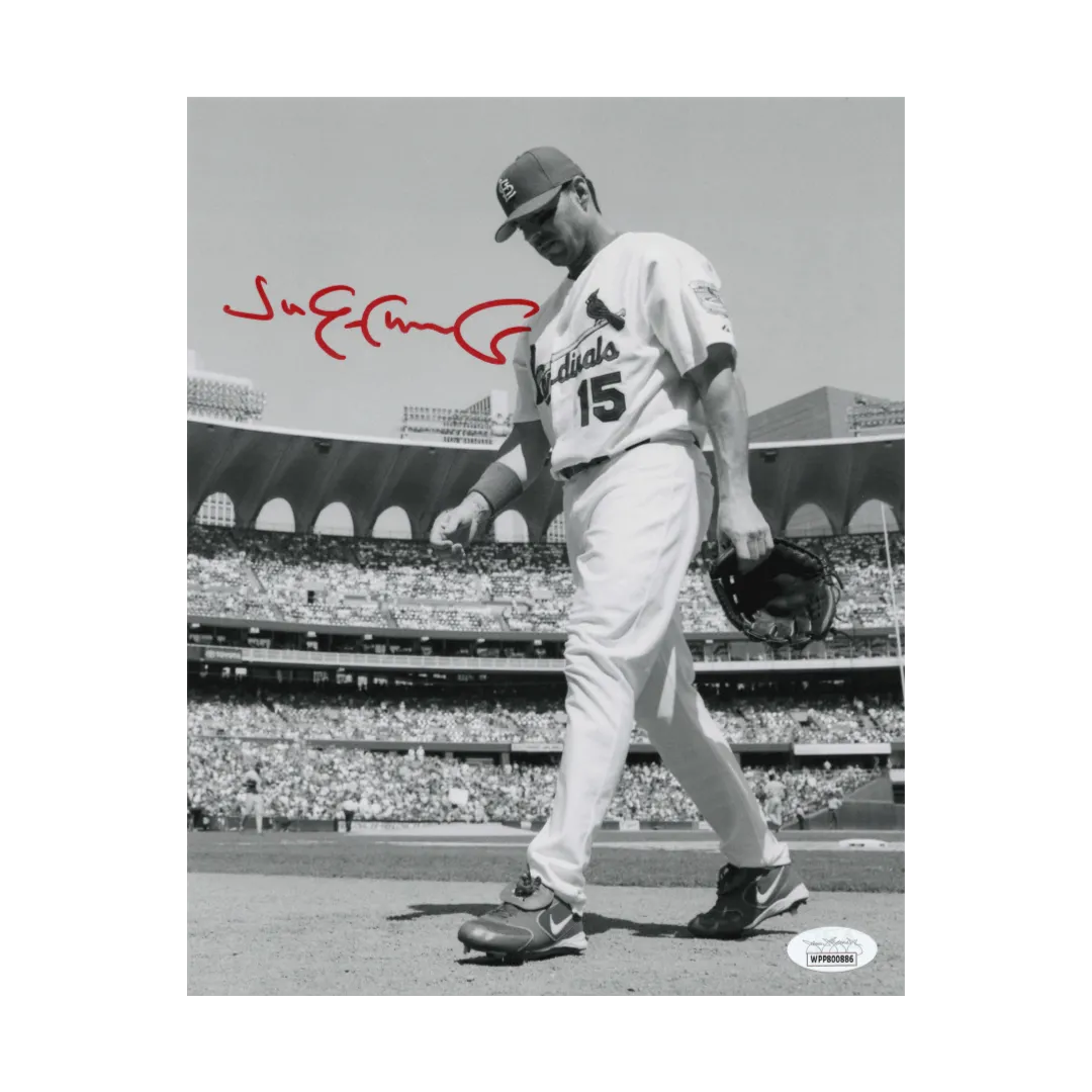 Jim Edmonds St Louis Cardinals Autographed Black and White 8X10 Photo - JSA COA