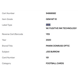 Joe Burrow PSA 10 2020 Panini Donruss Optic Rated Rookie Card #151