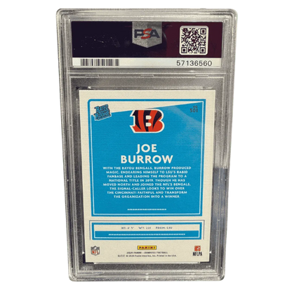 Joe Burrow PSA 10 2020 Panini Donruss Rated Rookie Card #301