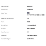 Joe Burrow PSA 10 2020 Panini Mosaic Camo Pink Rookie RC Card #201