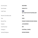 Joe Burrow PSA 10 2020 Panini Phoenix Rookie Rising Card #RR1