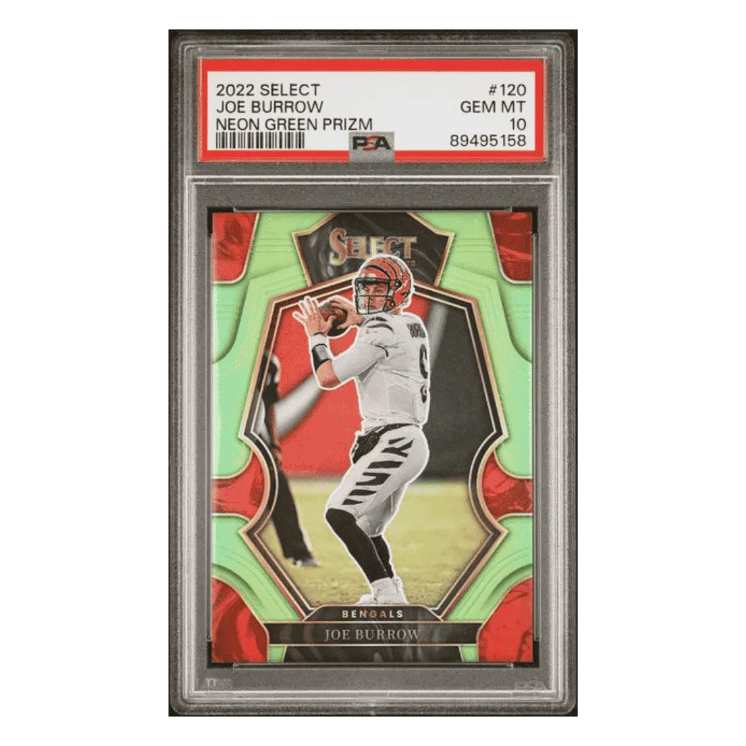 Joe Burrow PSA 10 2022 Panini Select Neon Green Prizm #d/ 49 Card #120