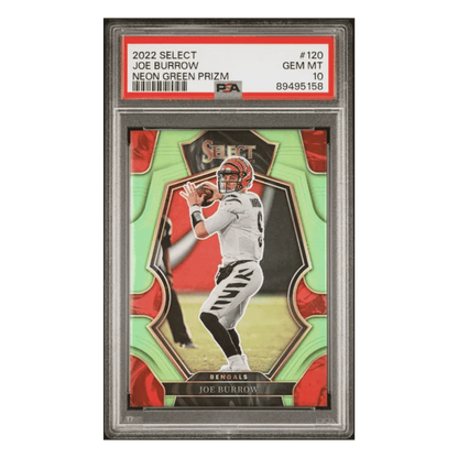 Joe Burrow PSA 10 2022 Panini Select Neon Green Prizm #d/ 49 Card #120