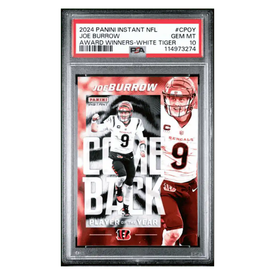Joe Burrow PSA 10 2024 Panini Instant NFL Award Winners White Tiger #d/ 5 Card #CPOY