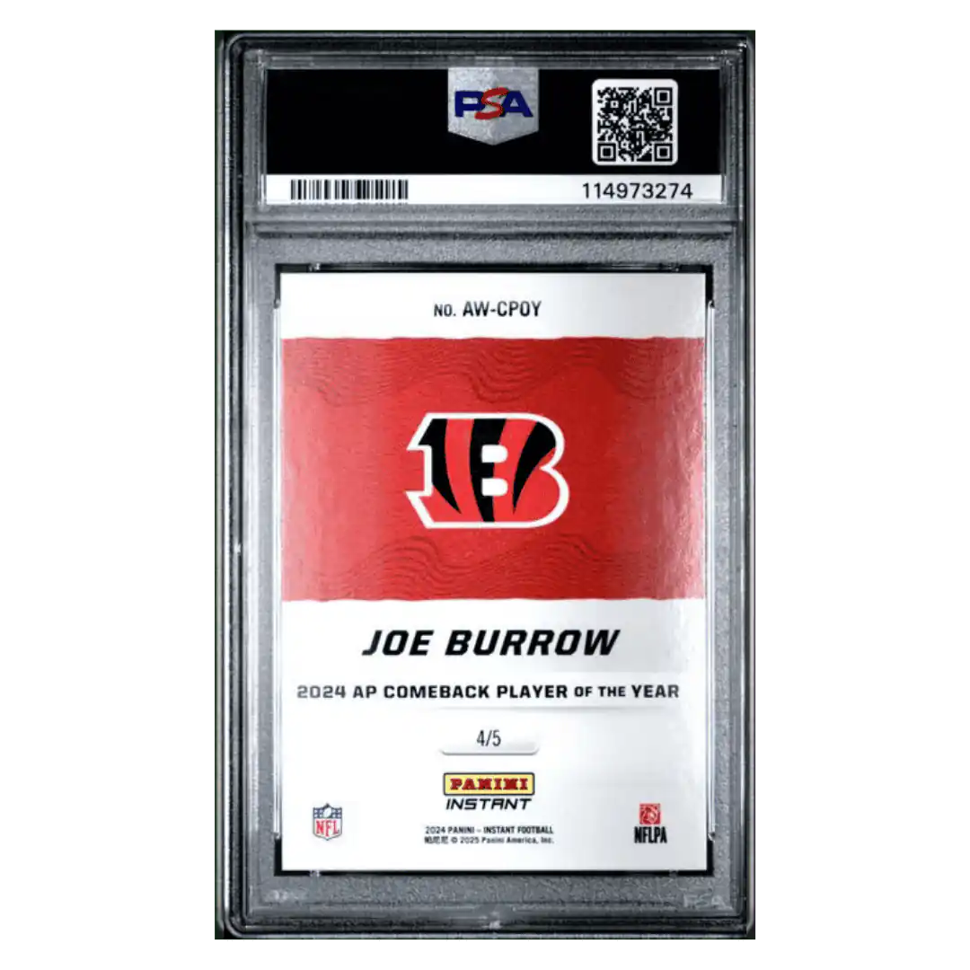 Joe Burrow PSA 10 2024 Panini Instant NFL Award Winners White Tiger #d/ 5 Card #CPOY