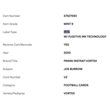Joe Burrow PSA 9 2020 Panini Instant Vortex Rookie RC #d /935 Card #V2
