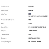 Joe Burrow PSA 9 2020 Panini Select Select1ons Prizm Card #S1-1