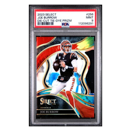 Joe Burrow PSA 9 2023 Panini Select Die Cut Tie Dye Prizm #d/ 25 Card #256