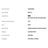 Joe Milton II PSA 9 2024 Panini Mosaic Micro Rookie RC Card #MMJMN
