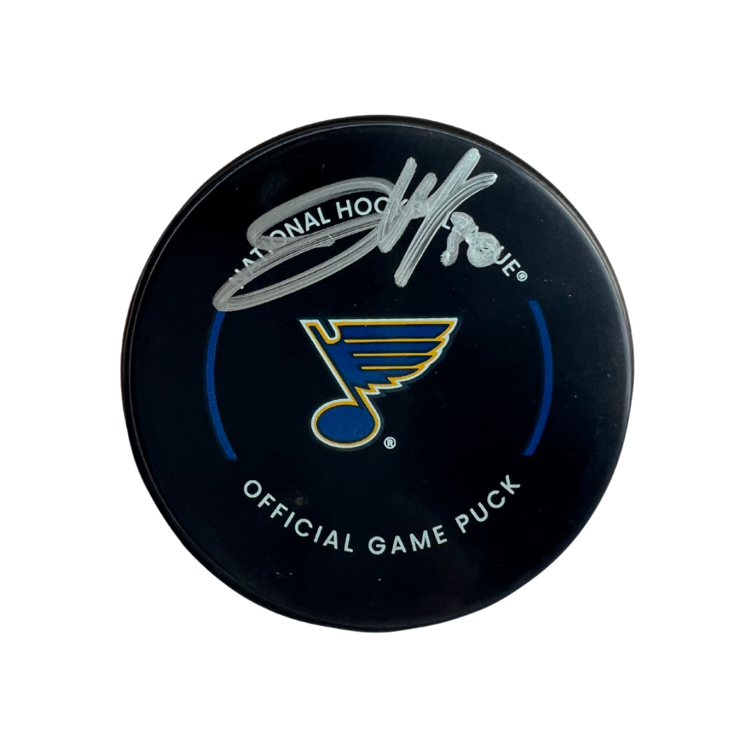 Joel Hofer St Louis Blues Autographed Official Game Puck - JSA COA