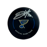 Joel Hofer St Louis Blues Autographed Official Game Puck - JSA COA