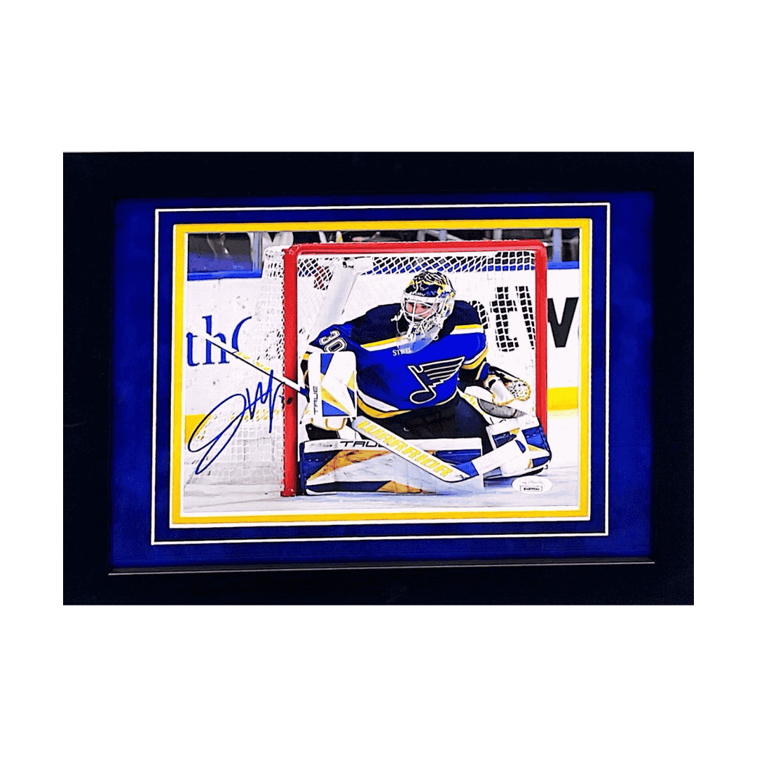 Joel Hofer St Louis Blues Autographed Framed 8x10 Home Jersey Photo - JSA COA