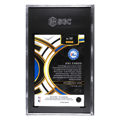 Joel Embiid SGC 10 2023-24 Panini Select Teal/White/Pink Prizm 47/49 Card #197