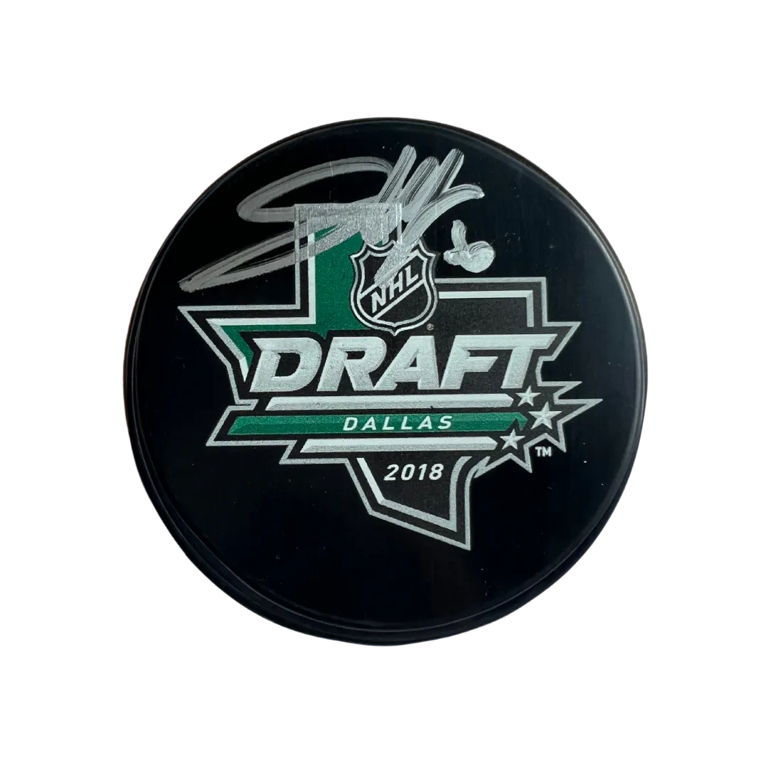 Joel Hofer St Louis Blues Autographed 2018 NHL Draft Puck - JSA COA