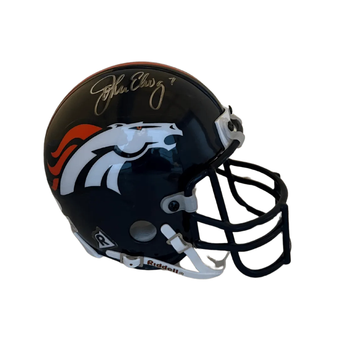 John Elway Denver Broncos Autographed Mini Speed Helmet - JSA COA