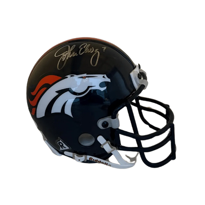 John Elway Denver Broncos Autographed Mini Speed Helmet - JSA COA