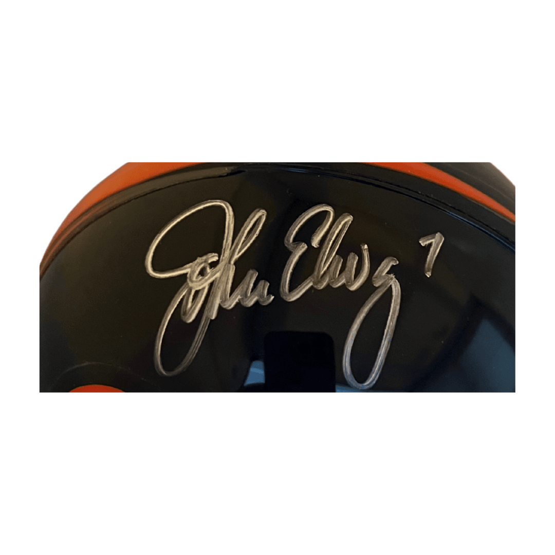 John Elway Denver Broncos Autographed Mini Speed Helmet - JSA COA