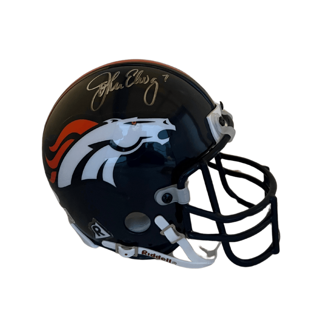 John Elway Denver Broncos Autographed Mini Speed Helmet - JSA COA
