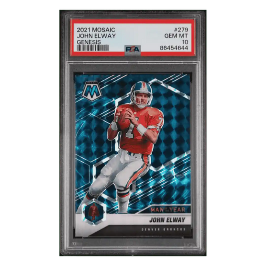 John Elway PSA 10 2021 Panini Mosaic Genesis Case Hit Card #279