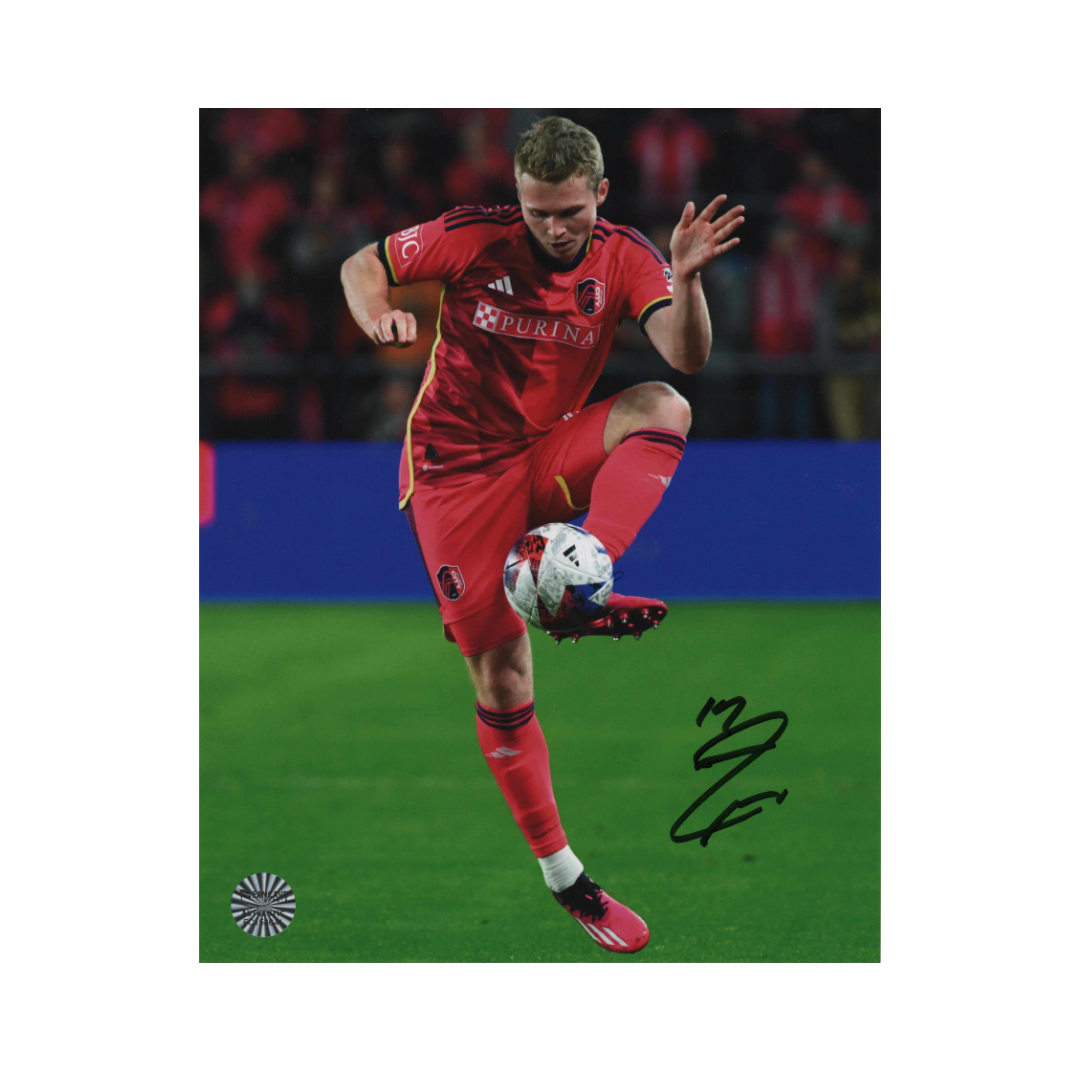 John Nelson St Louis City SC Autographed Kicking 8x10 Photo - Fan Cave COA