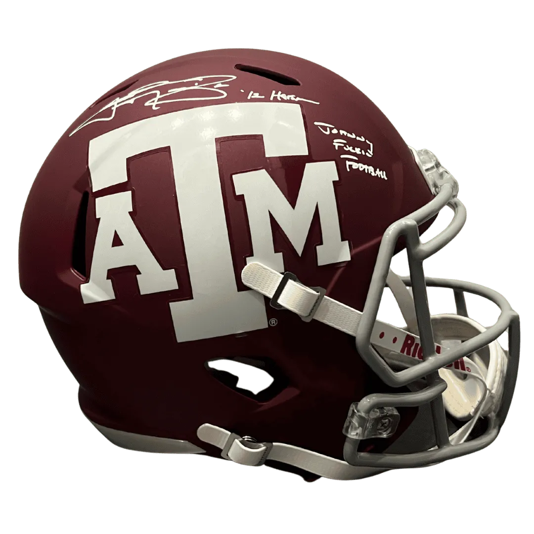 Johnny Manziel Texas A&M Autographed Full Size Replica Helmet with 2 Inscriptions - Beckett COA