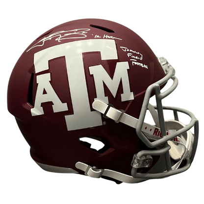 Johnny Manziel Texas A&M Autographed Full Size Replica Helmet with 2 Inscriptions - Beckett COA
